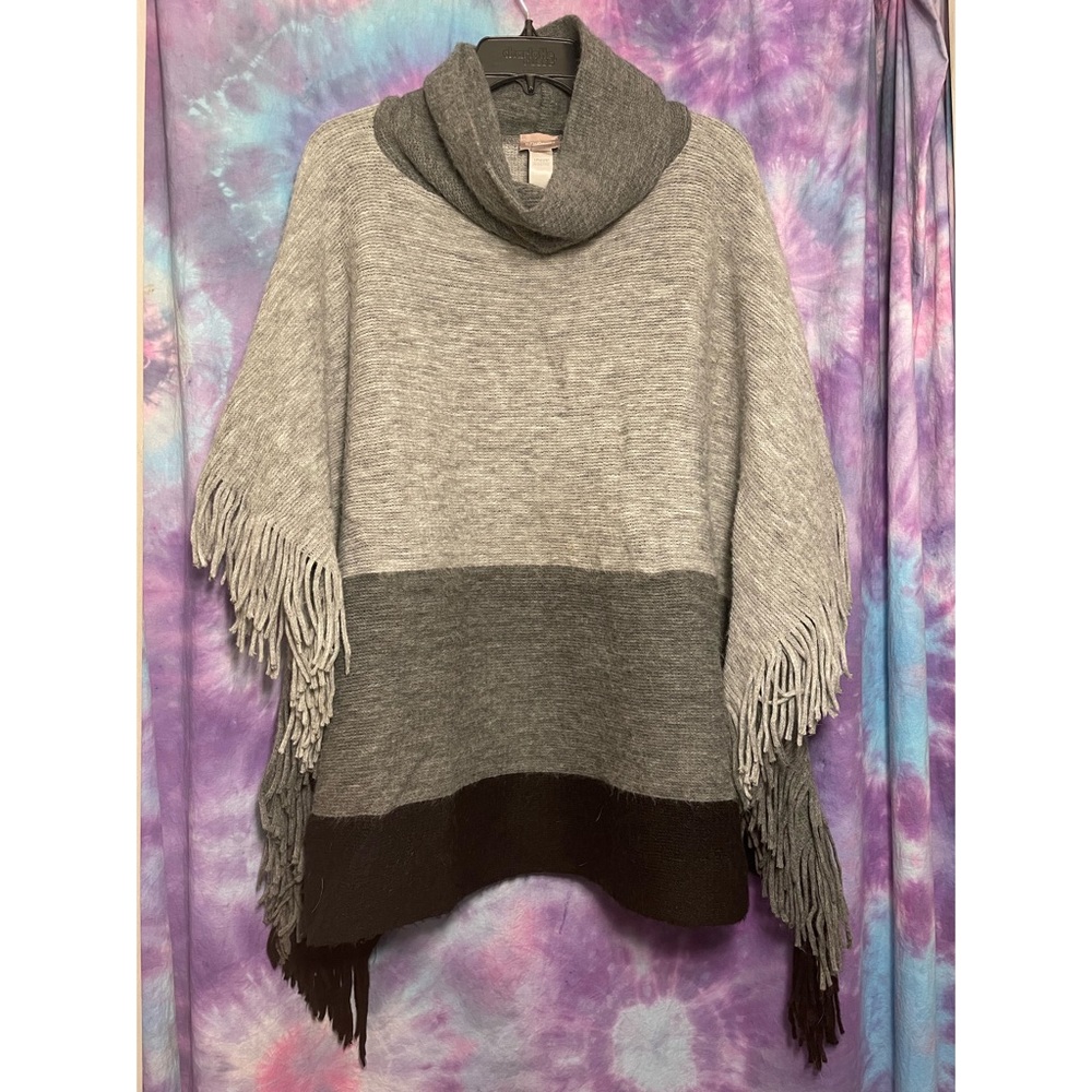 Chico’s | Women’s Turtleneck Poncho Black Grey Size: L/XL